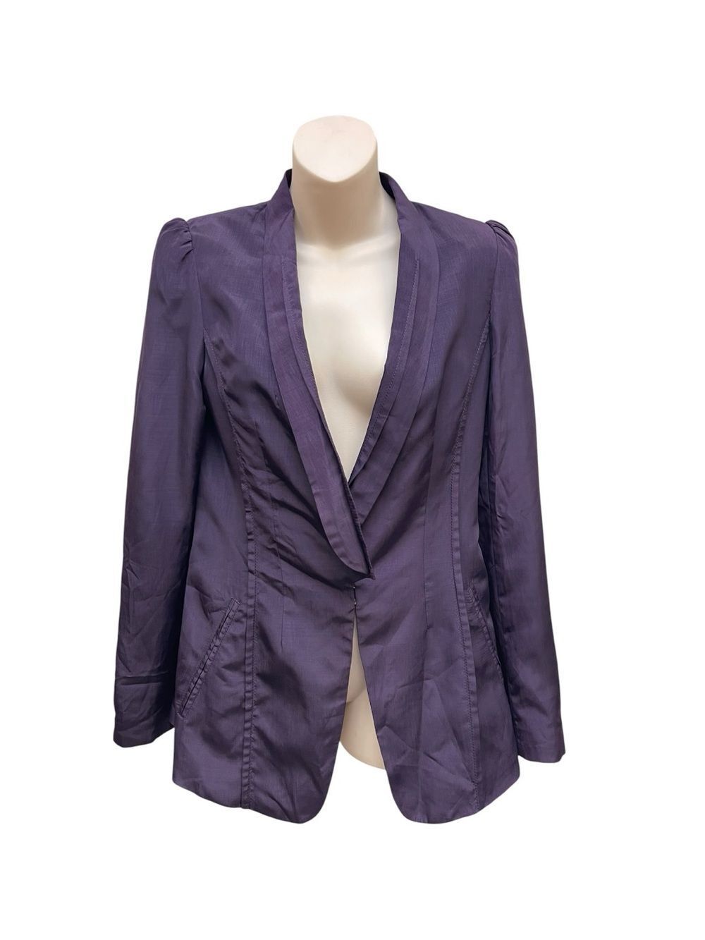 Rachel Roy Purple Open Front Blazer Jacket Size 6 Career Chic